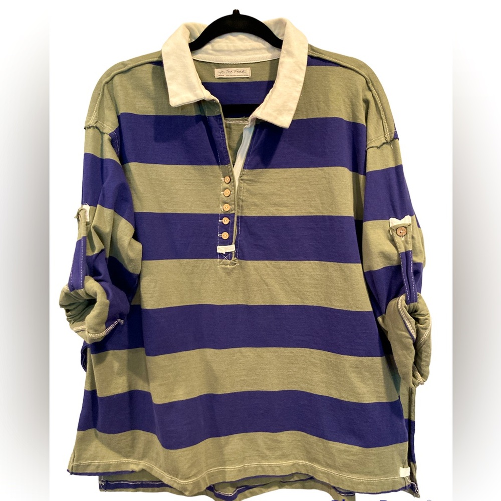Free People “We the Free” Rugby Shirt, sz Med